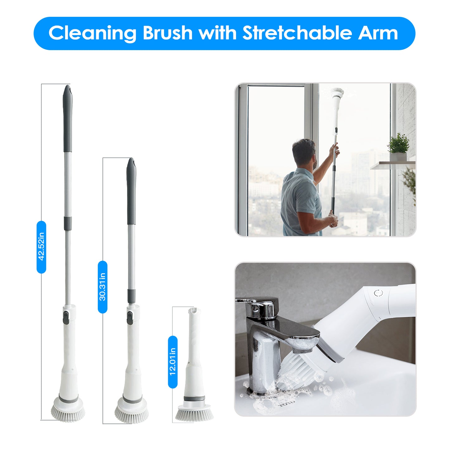 Electric Spin Scrubber Pro™ – Cordless Telescopic Cleaning Brush (6 Heads)