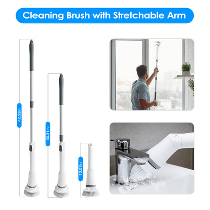 Electric Spin Scrubber Pro™ – Cordless Telescopic Cleaning Brush (6 Heads)