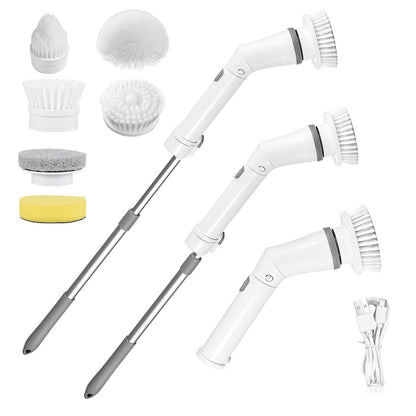Electric Spin Scrubber Pro™ – Cordless Telescopic Cleaning Brush (6 Heads)